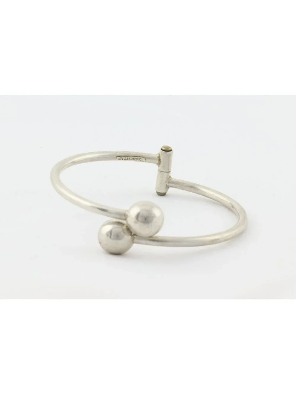 Sterling Silver Ball Bead Cuff Bangle Bracelet Opens 7" inch - Picture 5 of 7